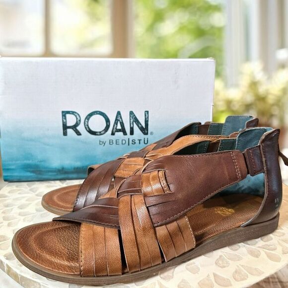Roan by Bed Stu Alacrity Leather Sandal Brown/Tan Women's Size 9 EU 40 - Picture 1 of 13